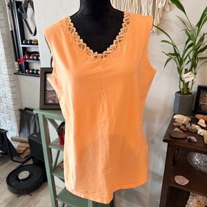 White Stag Orange Lace Trim Tank Top